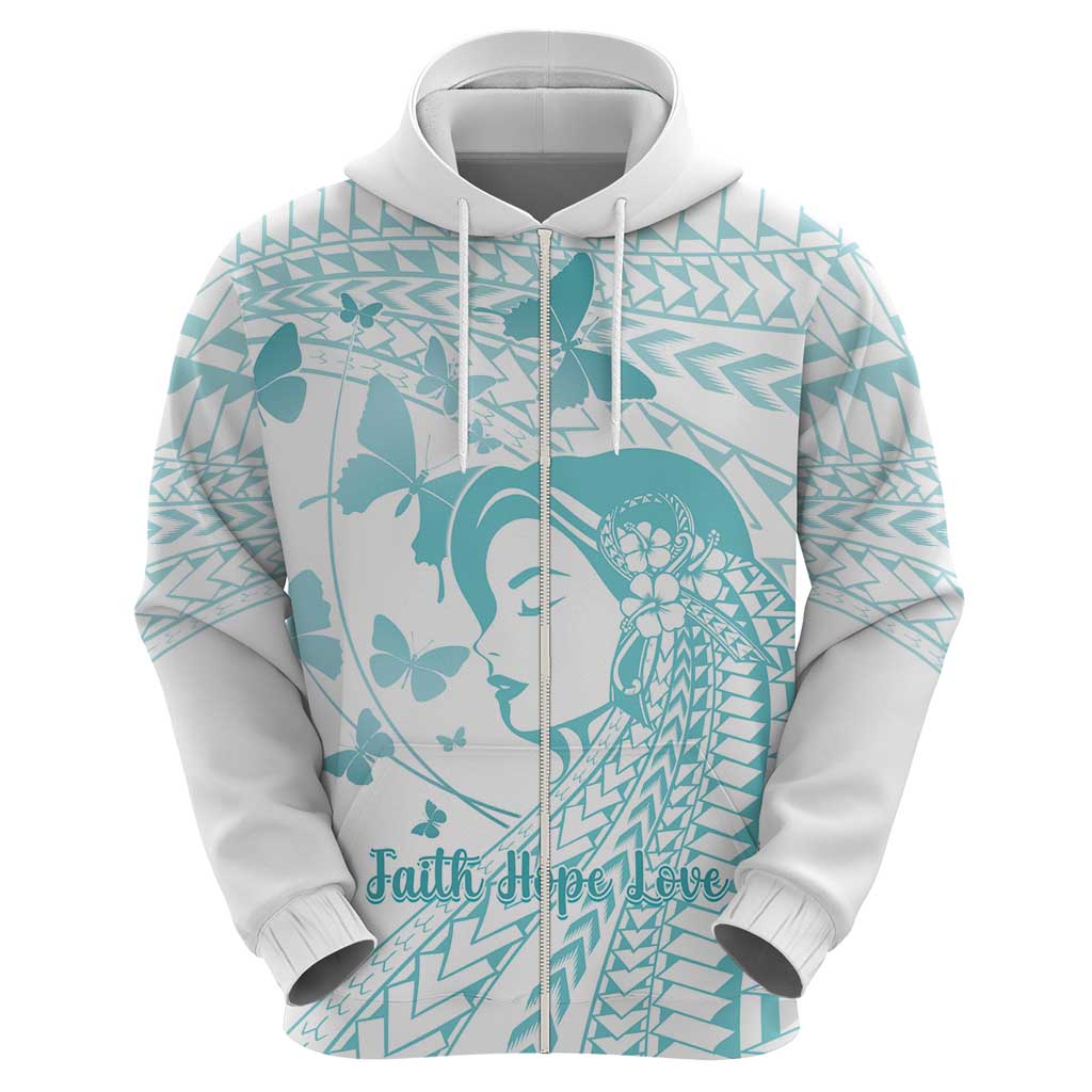 Polynesia Cervical Cancer Awareness Month Zip Hoodie Polynesian Women Faith Hope Love!