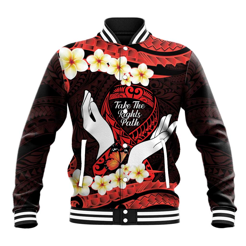 Polynesia AIDS Awareness Month Baseball Jacket Take The Rights Path Polynesian Pattern