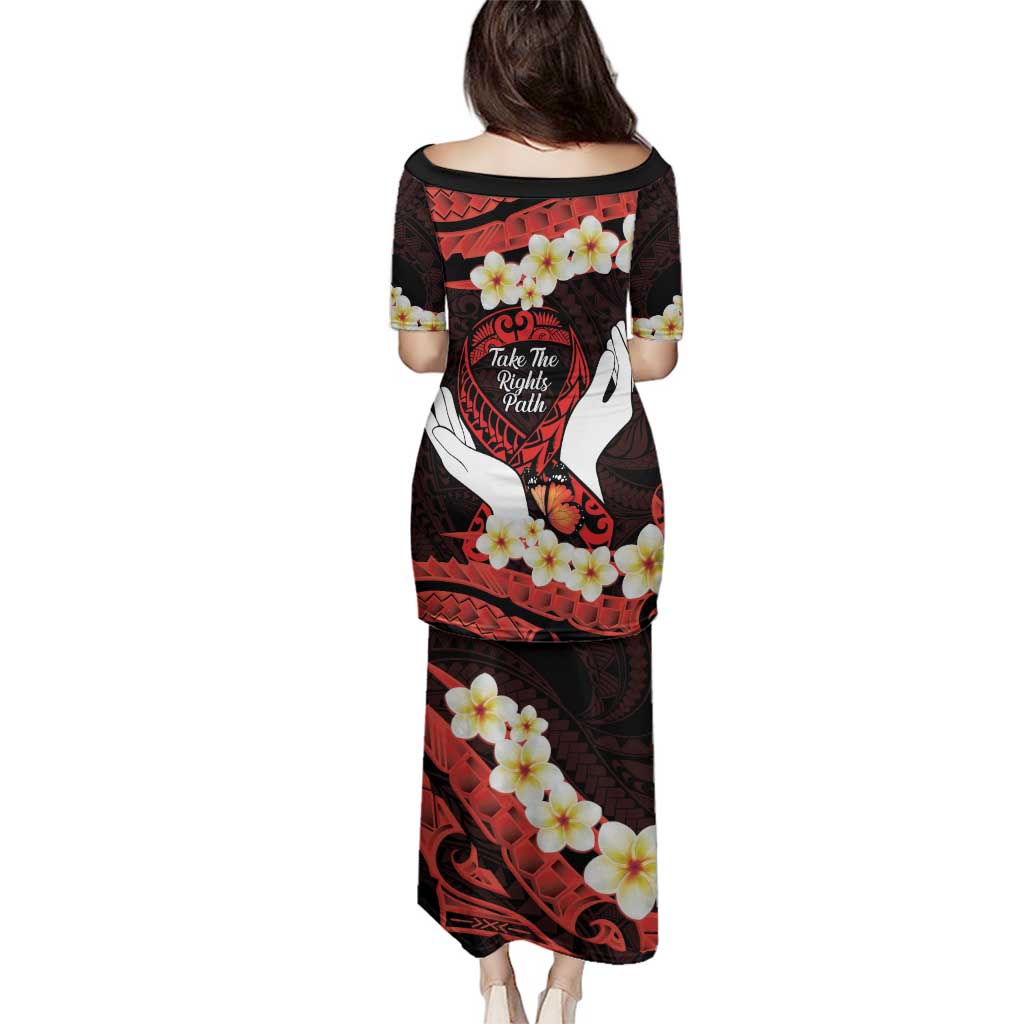 Polynesia AIDS Awareness Month Family Matching Puletasi and Hawaiian Shirt Take The Rights Path Polynesian Pattern