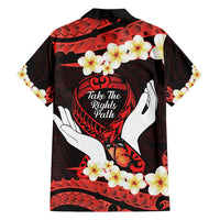 Polynesia AIDS Awareness Month Family Matching Tank Maxi Dress and Hawaiian Shirt Take The Rights Path Polynesian Pattern