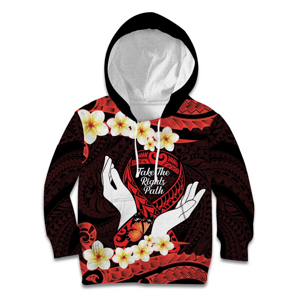 Polynesia AIDS Awareness Month Kid Hoodie Take The Rights Path Polynesian Pattern