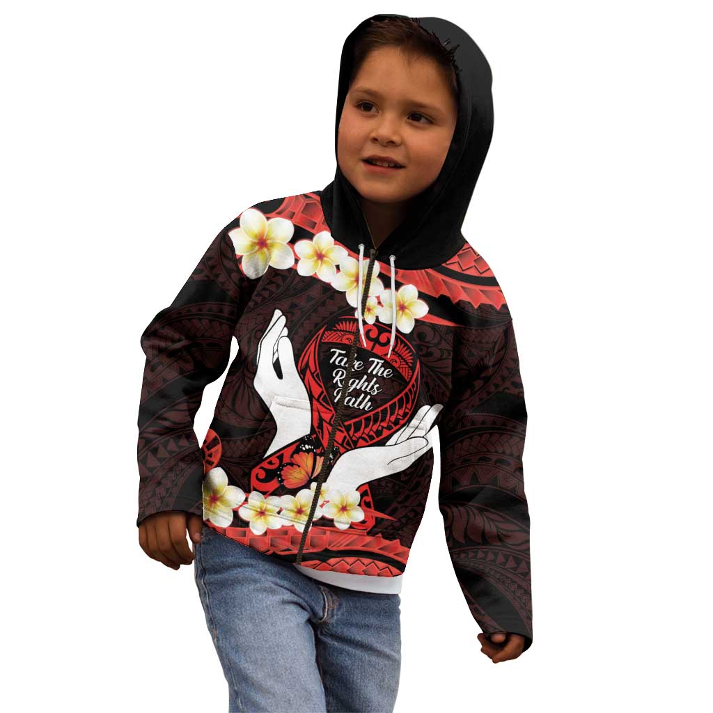 Polynesia AIDS Awareness Month Kid Hoodie Take The Rights Path Polynesian Pattern