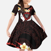 Polynesia AIDS Awareness Month Kid Short Sleeve Dress Take The Rights Path Polynesian Pattern LT14 KID Red - Polynesian Pride