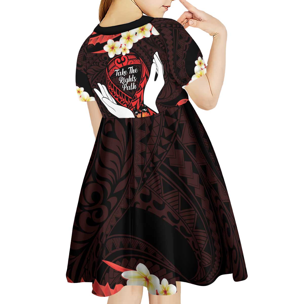 Polynesia AIDS Awareness Month Kid Short Sleeve Dress Take The Rights Path Polynesian Pattern LT14 - Polynesian Pride