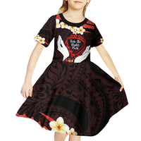 Polynesia AIDS Awareness Month Kid Short Sleeve Dress Take The Rights Path Polynesian Pattern LT14 - Polynesian Pride