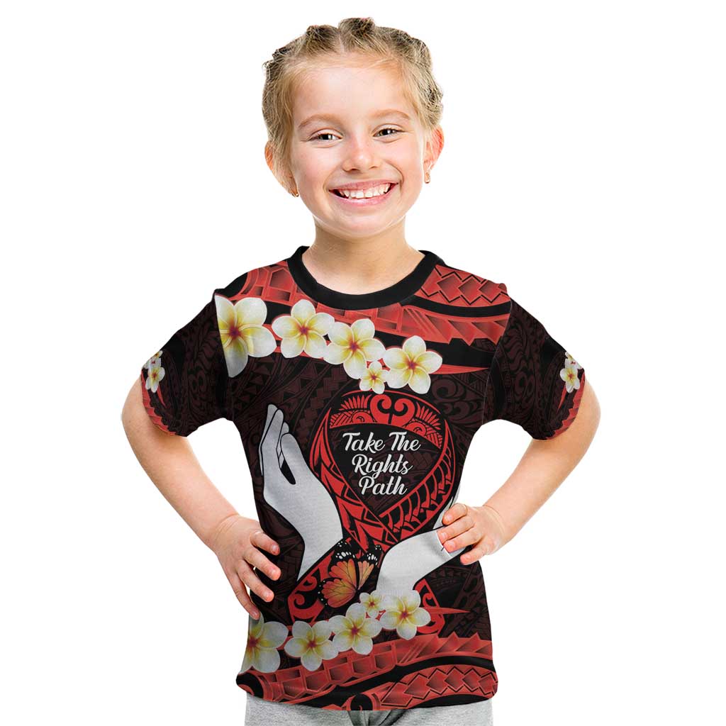 Polynesia AIDS Awareness Month Kid T Shirt Take The Rights Path Polynesian Pattern