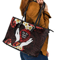 Polynesia AIDS Awareness Month Leather Tote Bag Take The Rights Path Polynesian Pattern LT14 - Polynesian Pride