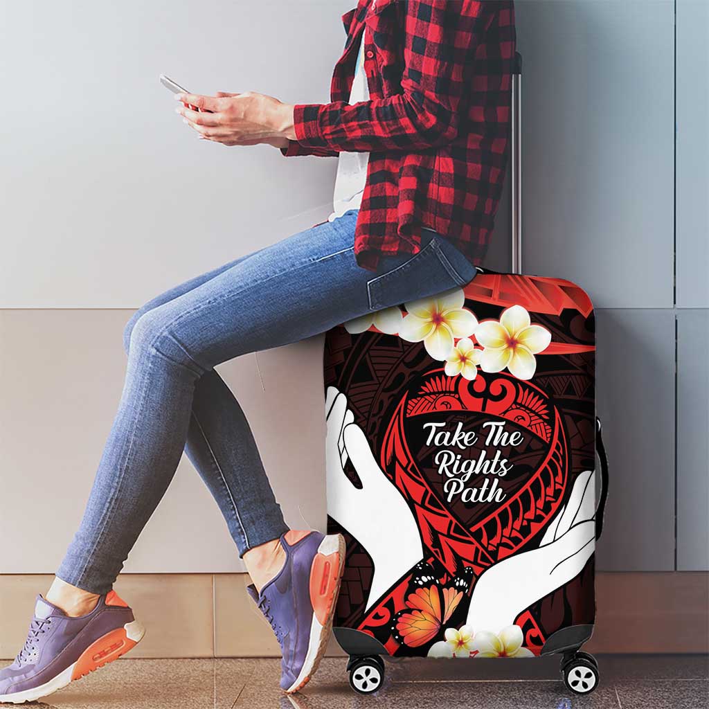 Polynesia AIDS Awareness Month Luggage Cover Take The Rights Path Polynesian Pattern