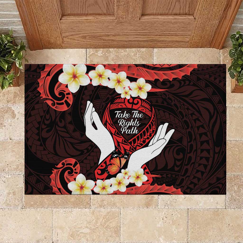 Polynesia AIDS Awareness Month Rubber Doormat Take The Rights Path Polynesian Pattern