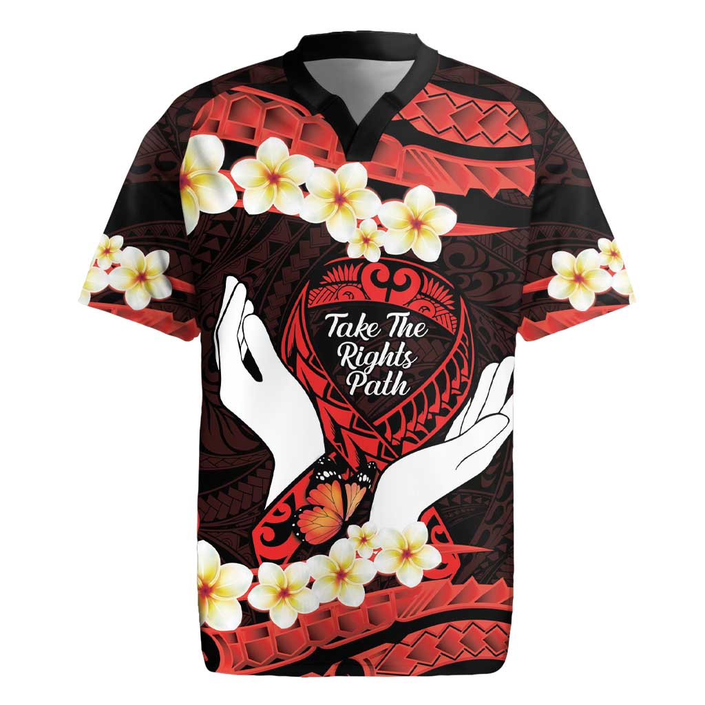 Polynesia AIDS Awareness Month Rugby Jersey Take The Rights Path Polynesian Pattern