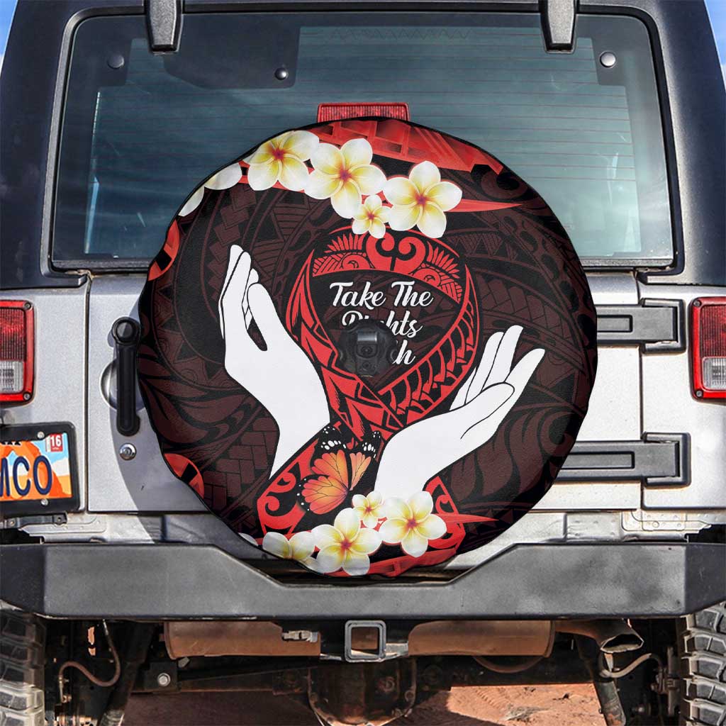 Polynesia AIDS Awareness Month Spare Tire Cover Take The Rights Path Polynesian Pattern LT14 Red - Polynesian Pride