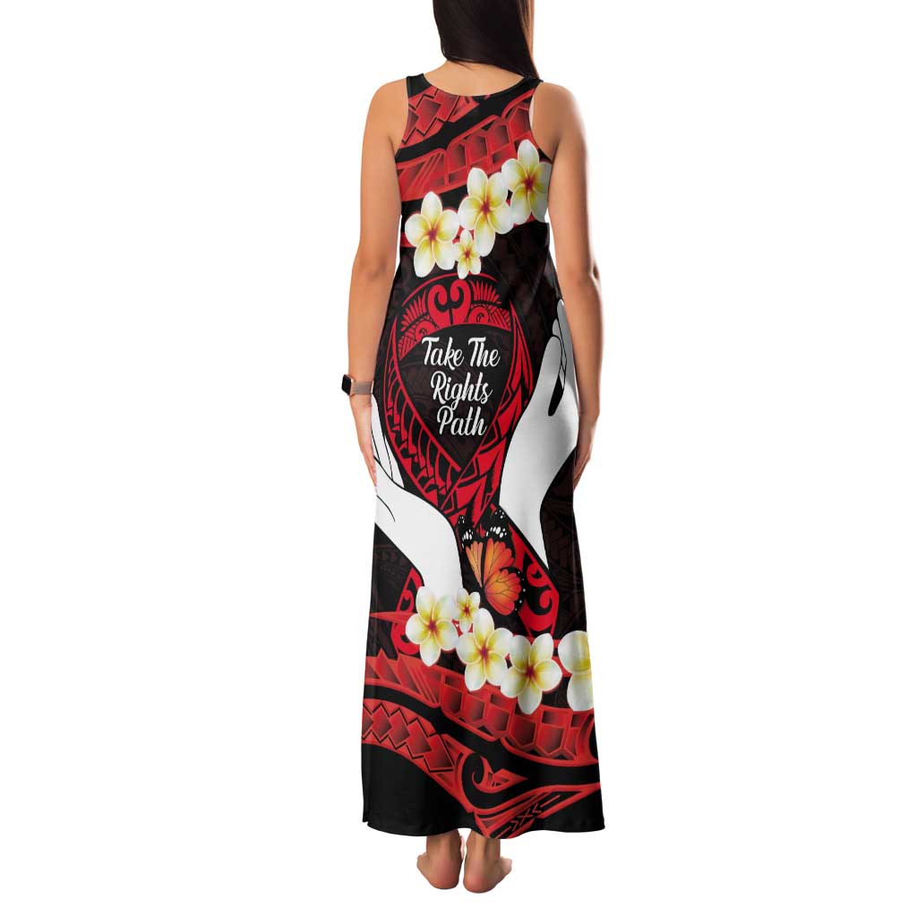 Polynesia AIDS Awareness Month Tank Maxi Dress Take The Rights Path Polynesian Pattern