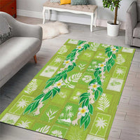 Aloha Hawaii Tuberose Lei Area Rug Tropical Vibes Green Color - Polynesian Pride