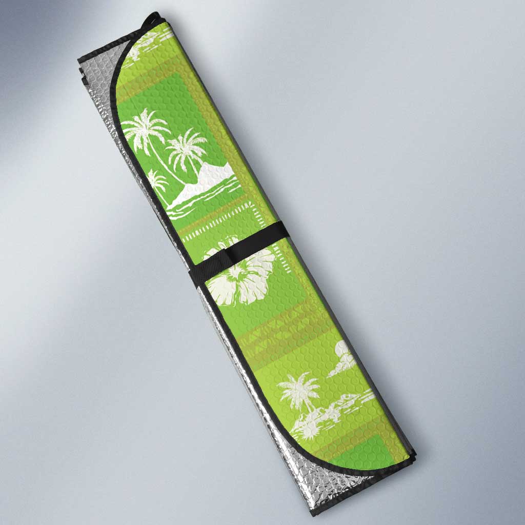 Aloha Hawaii Tuberose Lei Auto Sun Shade Tropical Vibes Green Color - Polynesian Pride