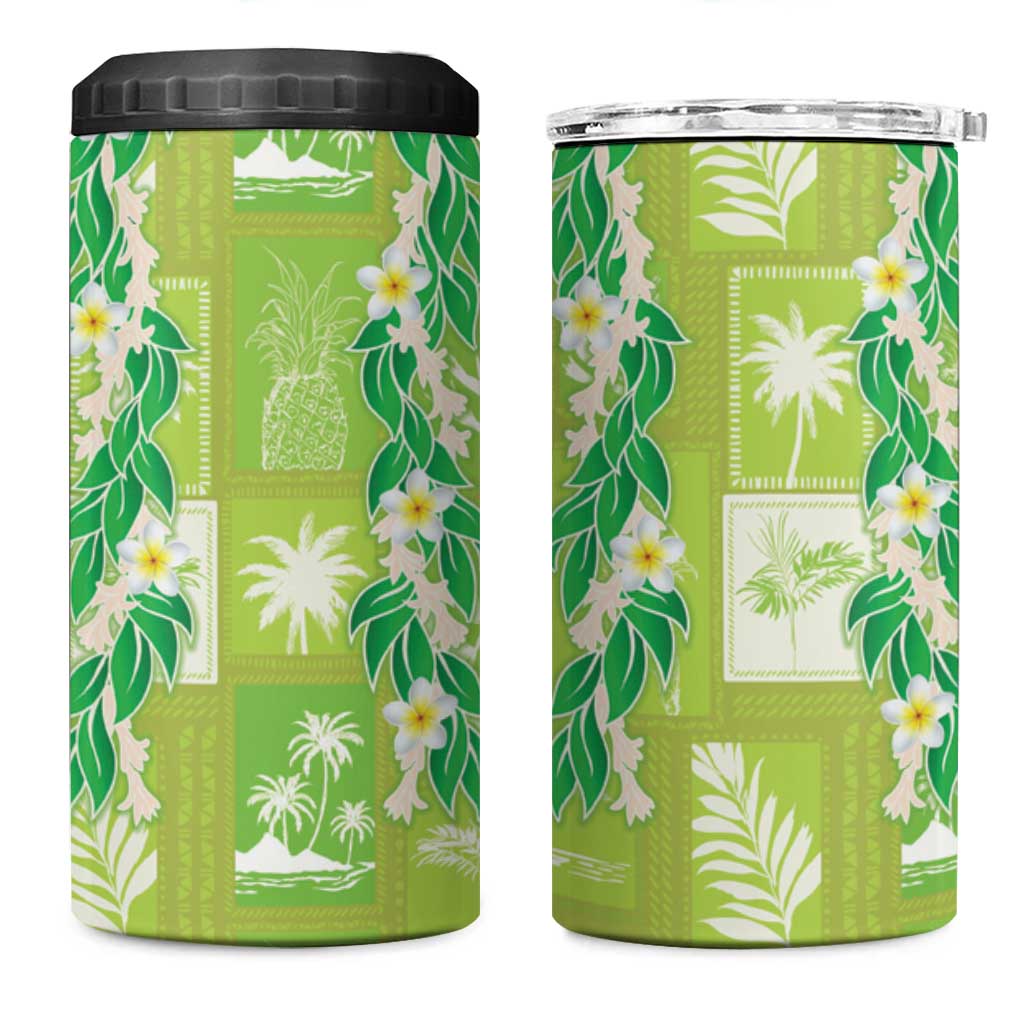 Aloha Hawaii Tuberose Lei 4 in 1 Can Cooler Tumbler Tropical Vibes Green Color - Polynesian Pride