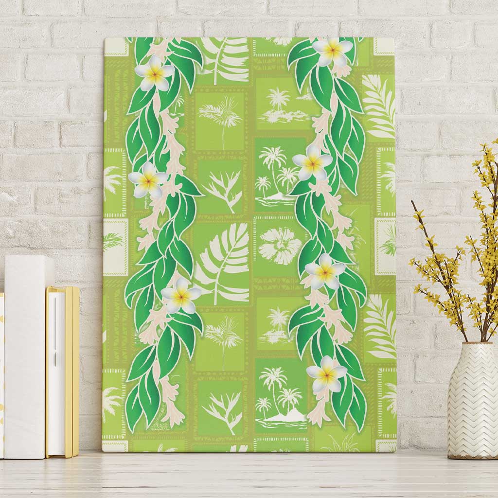 Aloha Hawaii Tuberose Lei Canvas Wall Art Tropical Vibes Green Color - Polynesian Pride