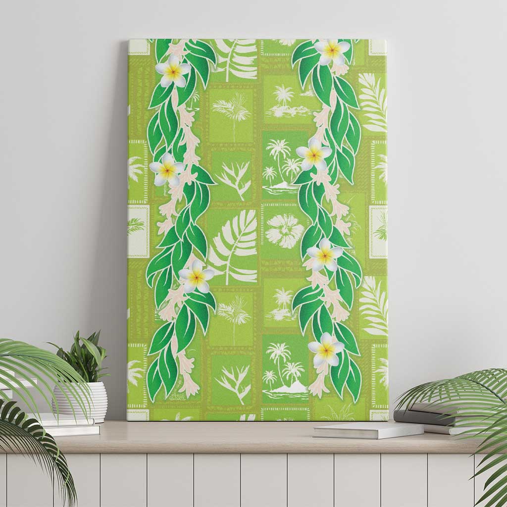 Aloha Hawaii Tuberose Lei Canvas Wall Art Tropical Vibes Green Color - Polynesian Pride