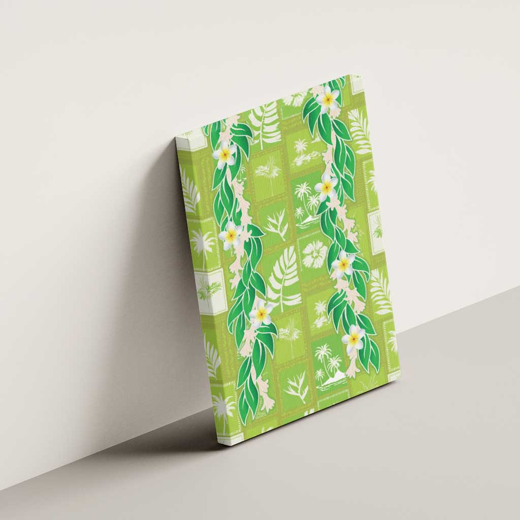 Aloha Hawaii Tuberose Lei Canvas Wall Art Tropical Vibes Green Color - Polynesian Pride