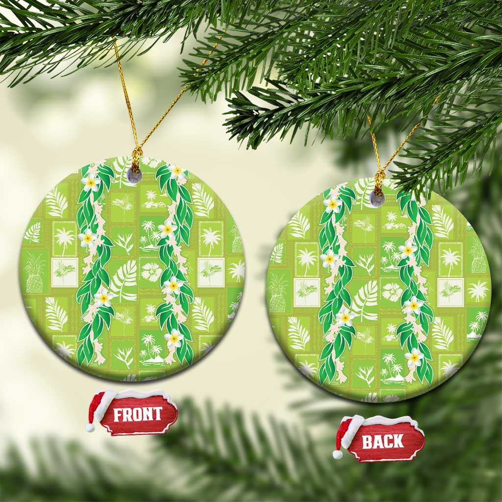 Aloha Hawaii Tuberose Lei Ceramic Ornament Tropical Vibes Green Color - Polynesian Pride