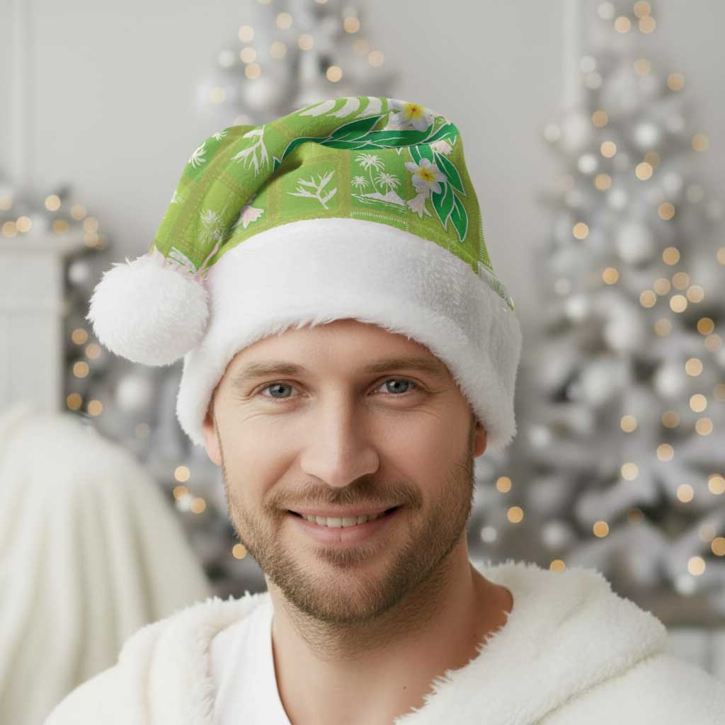 Aloha Hawaii Tuberose Lei Christmas Santa Hat Tropical Vibes Green Color - Polynesian Pride