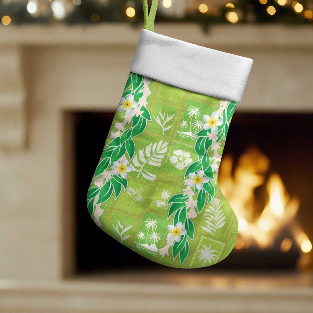 Aloha Hawaii Tuberose Lei Christmas Stocking Tropical Vibes Green Color - Polynesian Pride