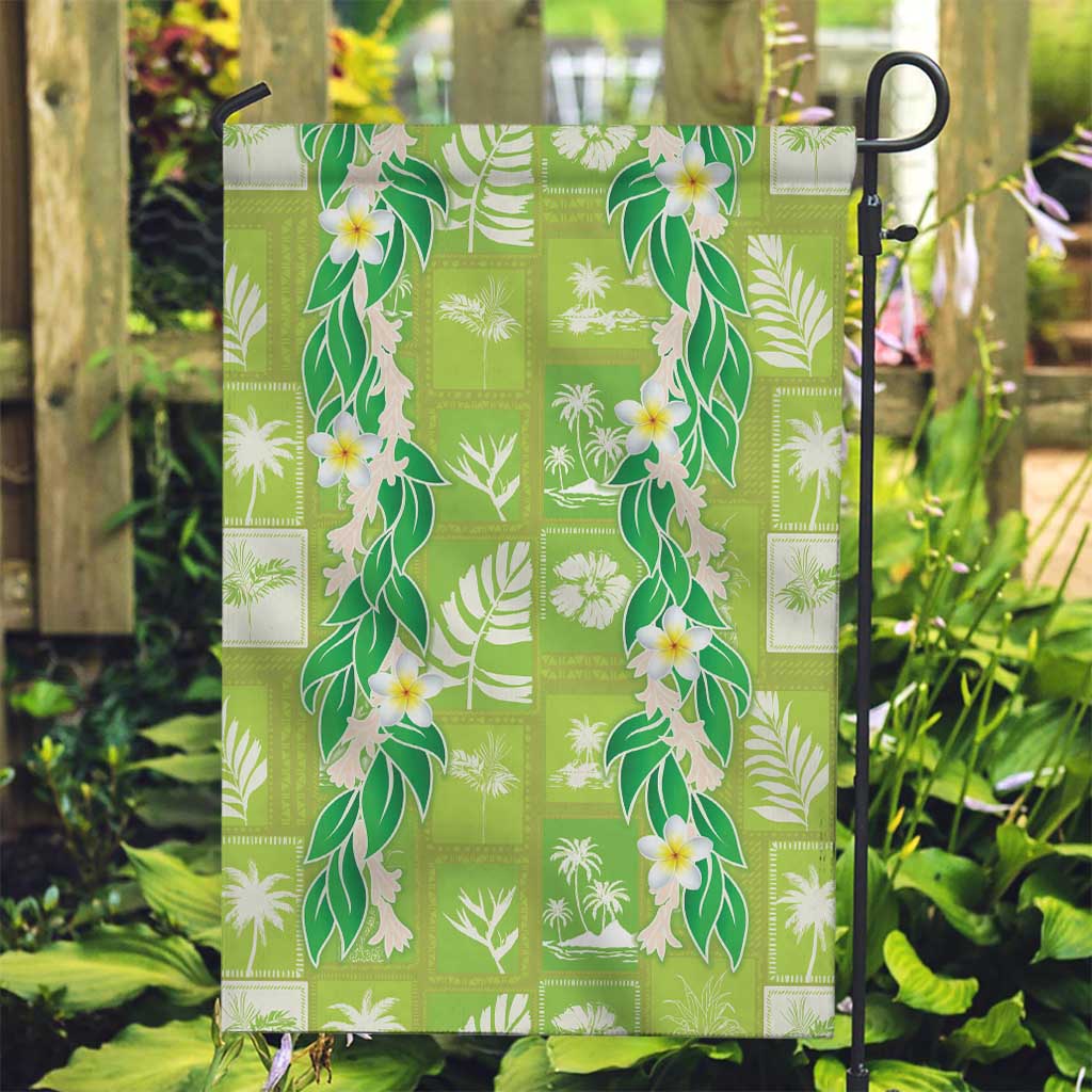 Aloha Hawaii Tuberose Lei Garden Flag Tropical Vibes Green Color - Polynesian Pride