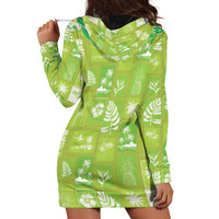 Aloha Hawaii Tuberose Lei Hoodie Dress Tropical Vibes Green Color - Polynesian Pride