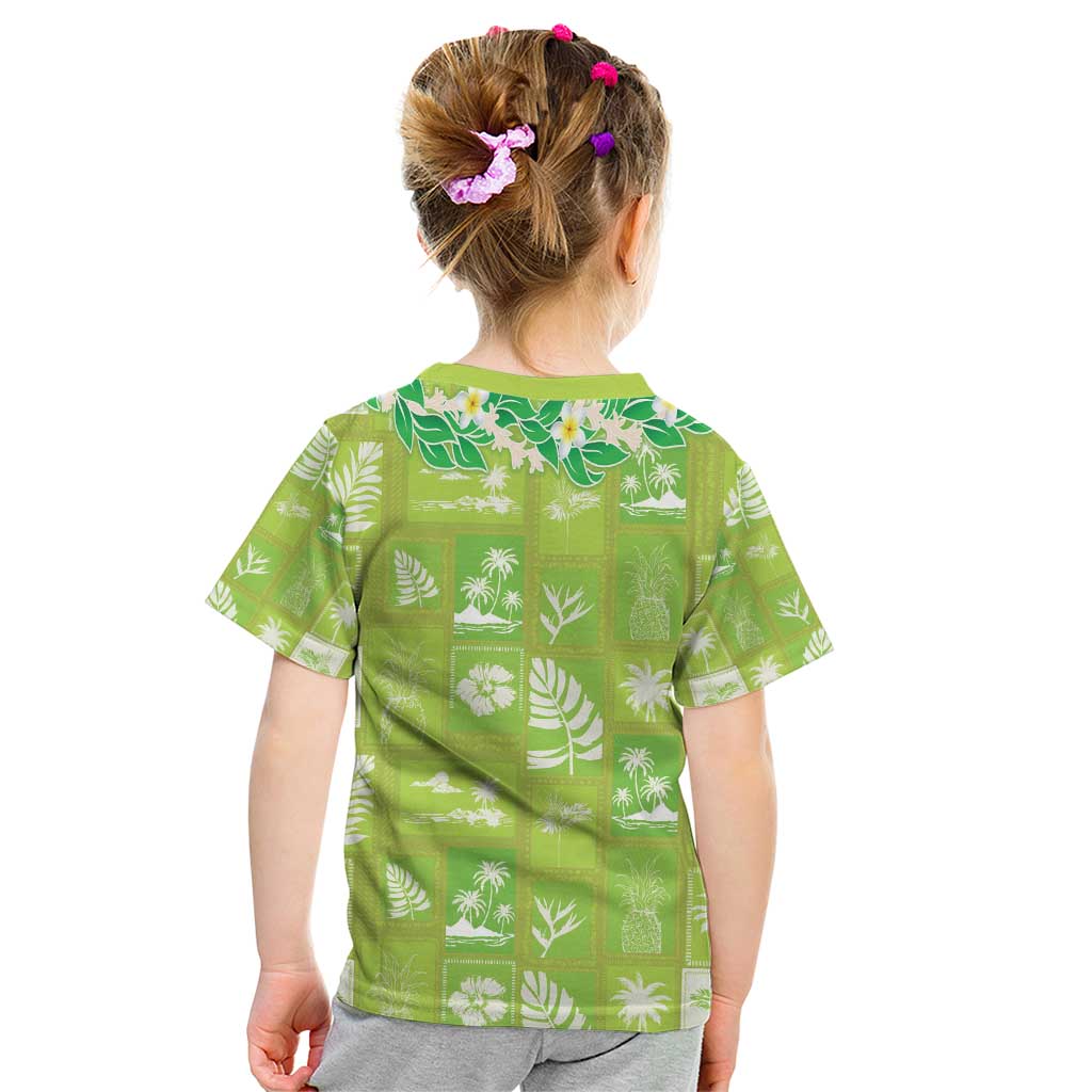 Aloha Hawaii Tuberose Lei Kid T Shirt Tropical Vibes Green Color - Polynesian Pride