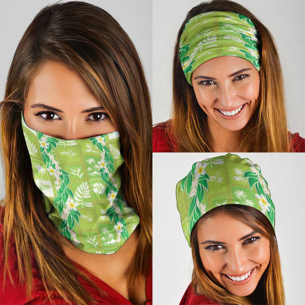 Aloha Hawaii Tuberose Lei Neck Gaiter Tropical Vibes Green Color - Polynesian Pride