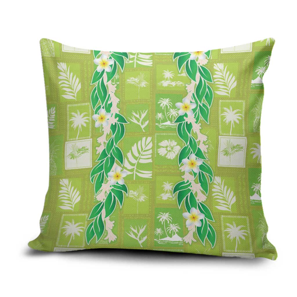Aloha Hawaii Tuberose Lei Pillow Cover Tropical Vibes Green Color - Polynesian Pride