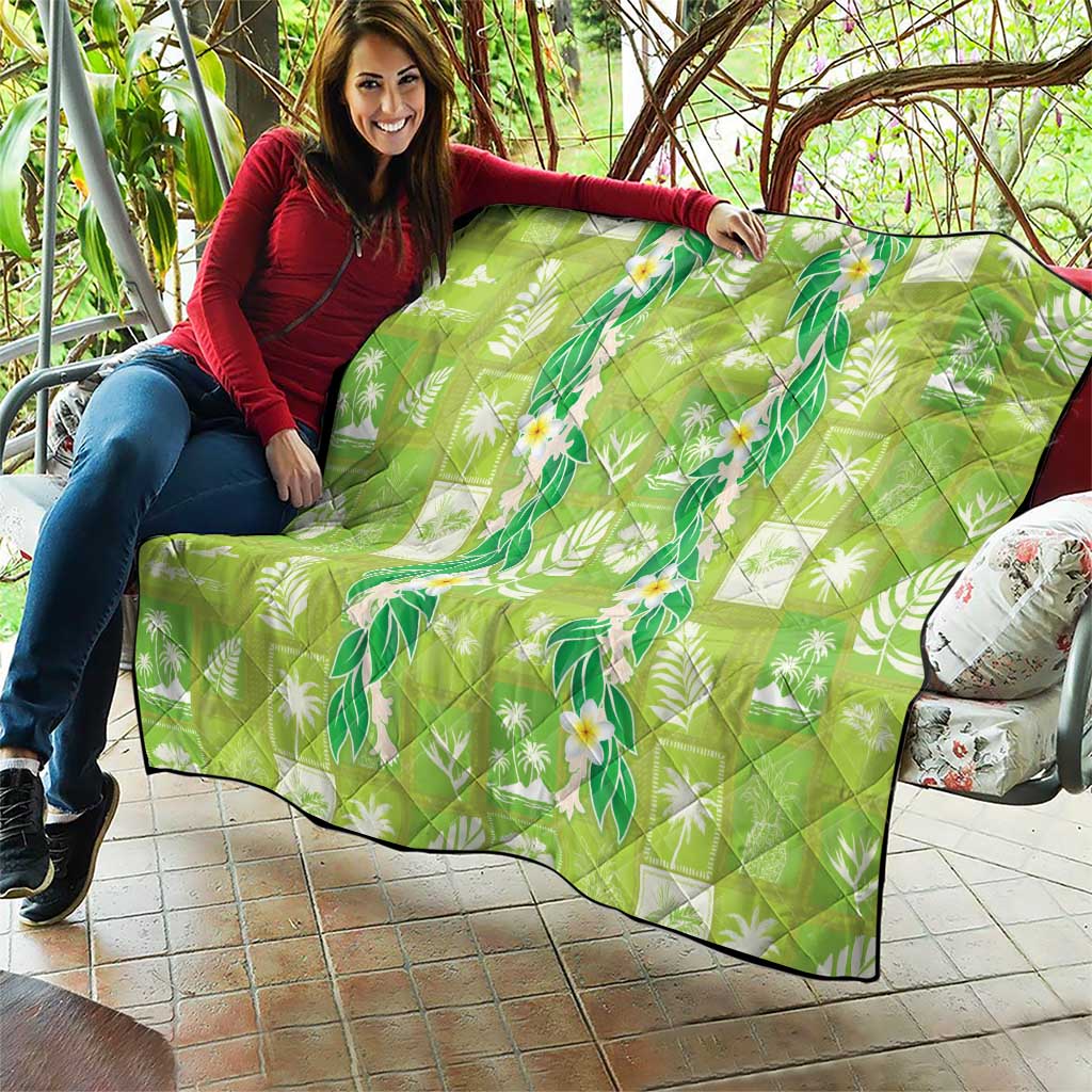 Aloha Hawaii Tuberose Lei Quilt Tropical Vibes Green Color - Polynesian Pride