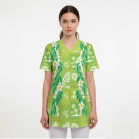 Aloha Hawaii Tuberose Lei Scrub Top Tropical Vibes Green Color - Polynesian Pride