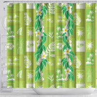 Aloha Hawaii Tuberose Lei Shower Curtain Tropical Vibes Green Color - Polynesian Pride
