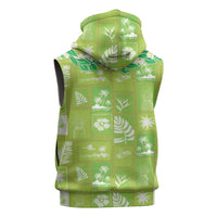 Aloha Hawaii Tuberose Lei Sleeveless Hoodie Tropical Vibes Green Color - Polynesian Pride