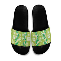 Aloha Hawaii Tuberose Lei Slide Sandals Tropical Vibes Green Color - Polynesian Pride