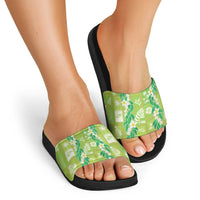 Aloha Hawaii Tuberose Lei Slide Sandals Tropical Vibes Green Color - Polynesian Pride