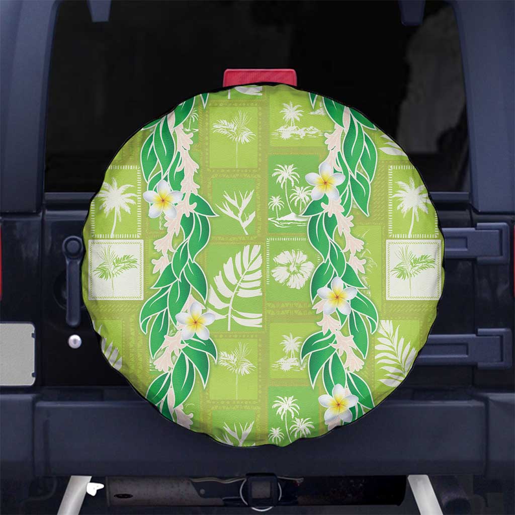 Aloha Hawaii Tuberose Lei Spare Tire Cover Tropical Vibes Green Color - Polynesian Pride