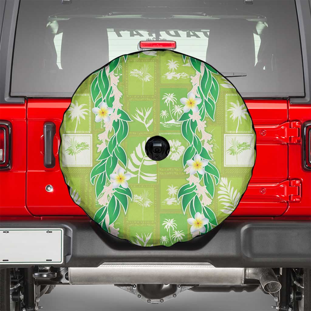 Aloha Hawaii Tuberose Lei Spare Tire Cover Tropical Vibes Green Color - Polynesian Pride