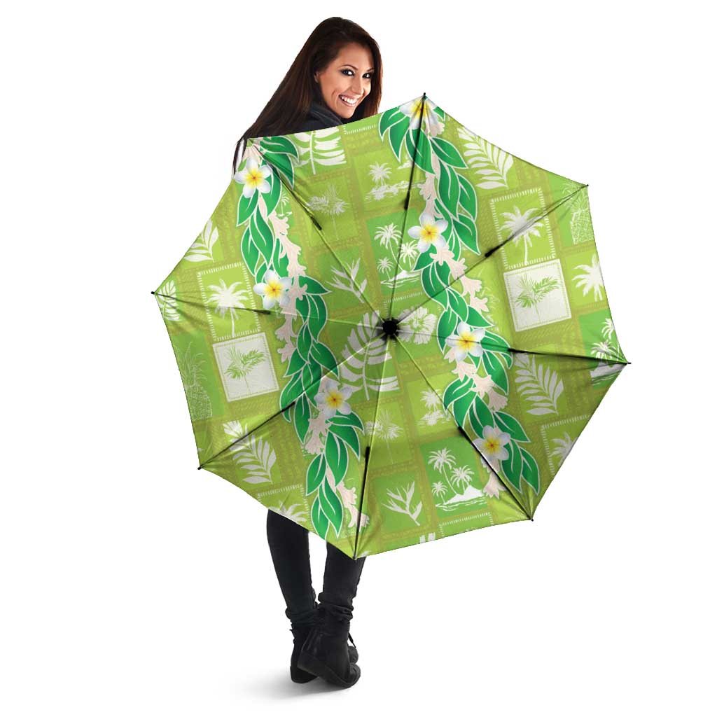 Aloha Hawaii Tuberose Lei Umbrella Tropical Vibes Green Color - Polynesian Pride