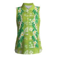 Aloha Hawaii Tuberose Lei Women Sleeveless Polo Shirt Tropical Vibes Green Color - Polynesian Pride