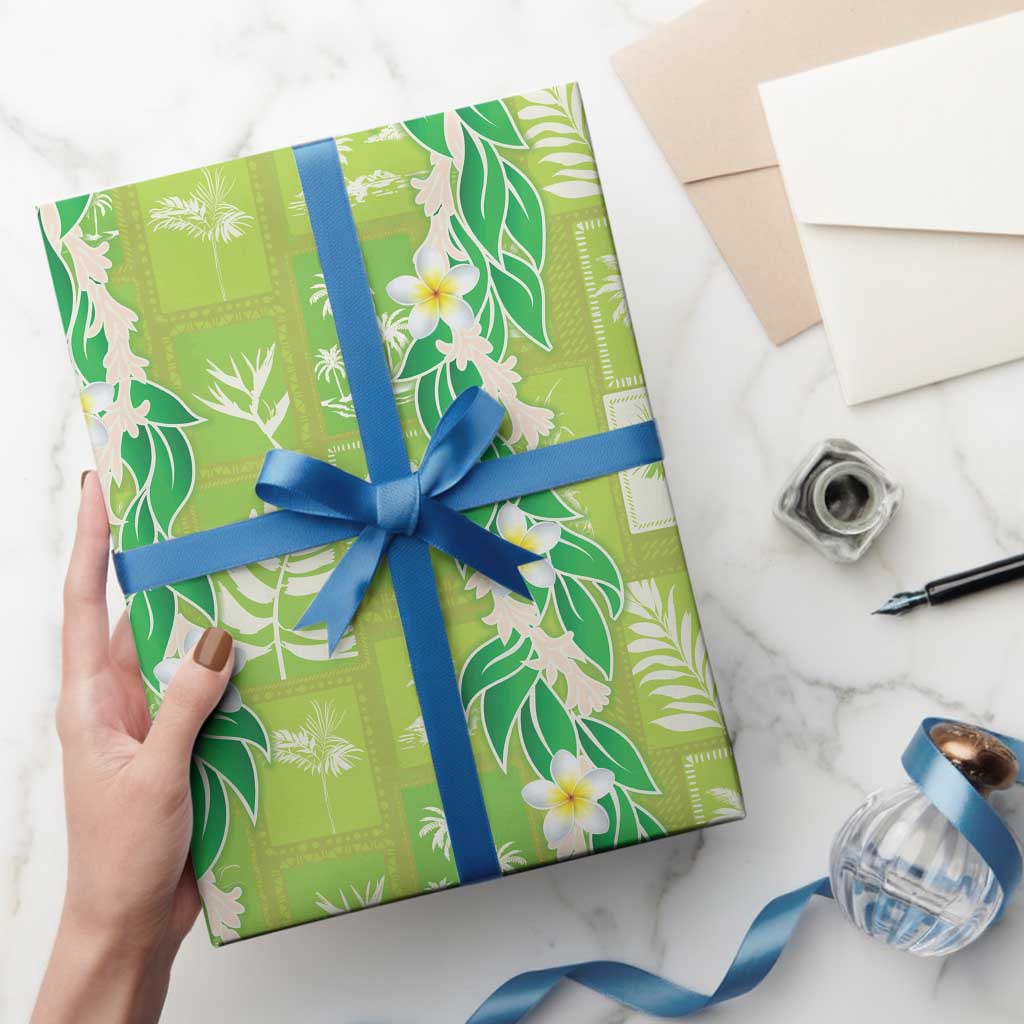 Aloha Hawaii Tuberose Lei Wrapping Paper Tropical Vibes Green Color - Polynesian Pride