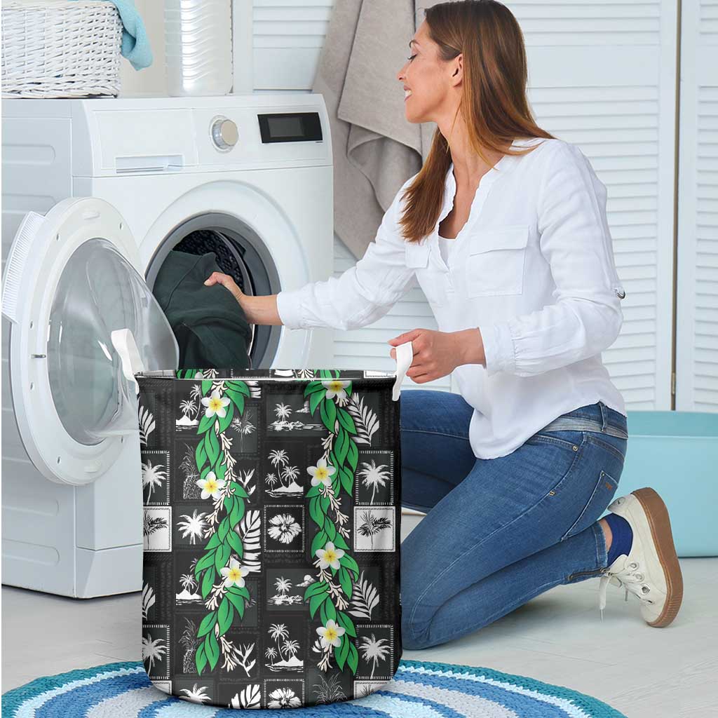 Aloha Hawaii Tuberose Lei Laundry Basket Tropical Vibes Black Color - Polynesian Pride