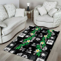 Aloha Hawaii Tuberose Lei Area Rug Tropical Vibes Black Color - Polynesian Pride