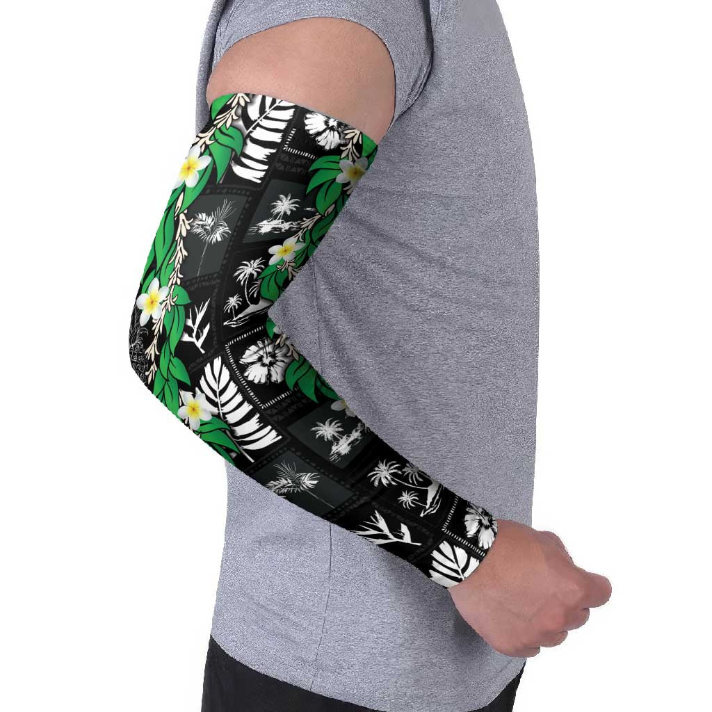 Aloha Hawaii Tuberose Lei Arm Sleeves Tropical Vibes Black Color - Polynesian Pride