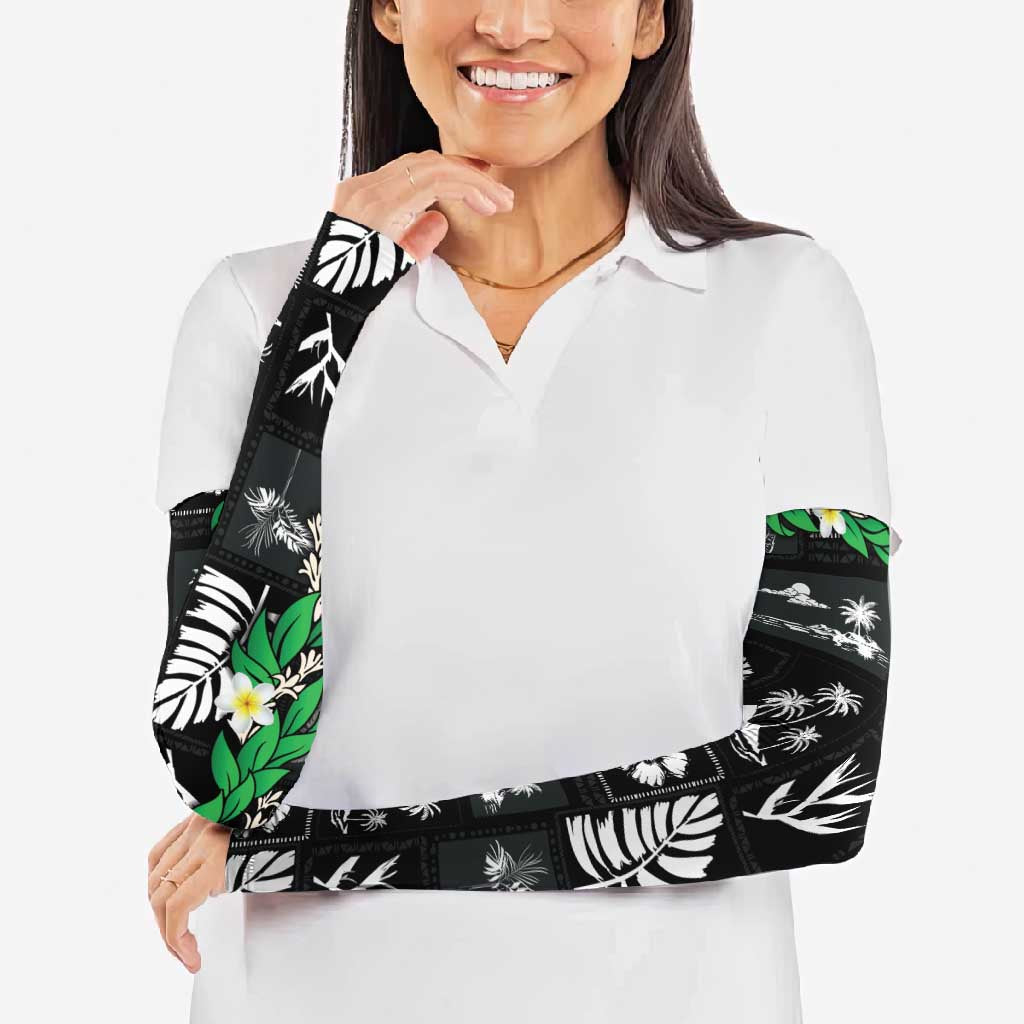 Aloha Hawaii Tuberose Lei Arm Sleeves Tropical Vibes Black Color - Polynesian Pride
