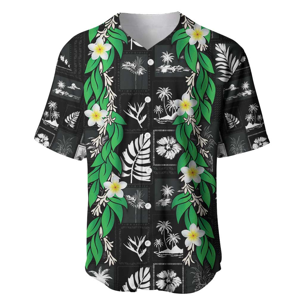 Aloha Hawaii Tuberose Lei Baseball Jersey Tropical Vibes Black Color - Polynesian Pride