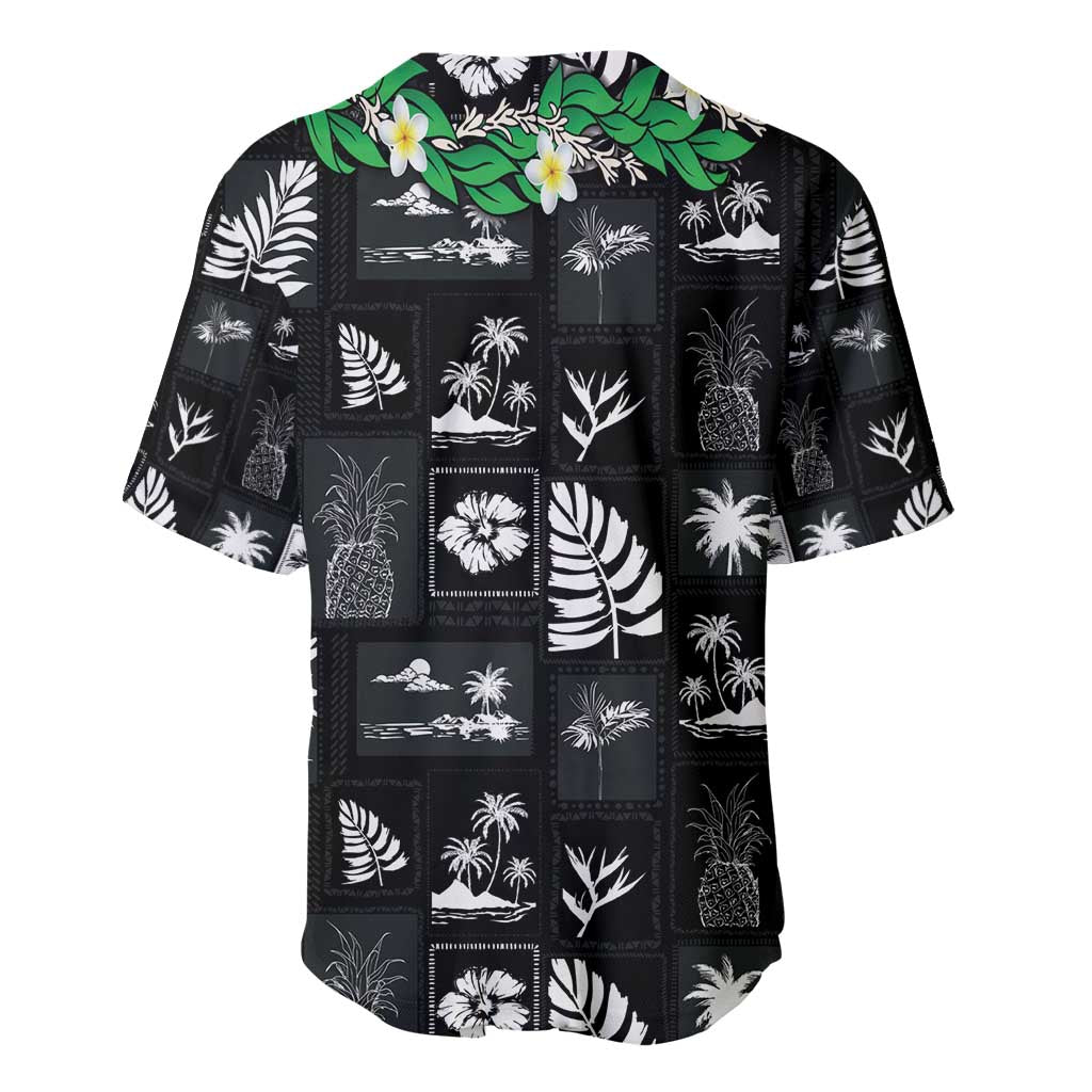 Aloha Hawaii Tuberose Lei Baseball Jersey Tropical Vibes Black Color - Polynesian Pride