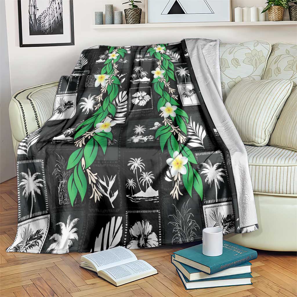Aloha Hawaii Tuberose Lei Blanket Tropical Vibes Black Color - Polynesian Pride