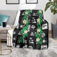 Aloha Hawaii Tuberose Lei Blanket Tropical Vibes Black Color - Polynesian Pride