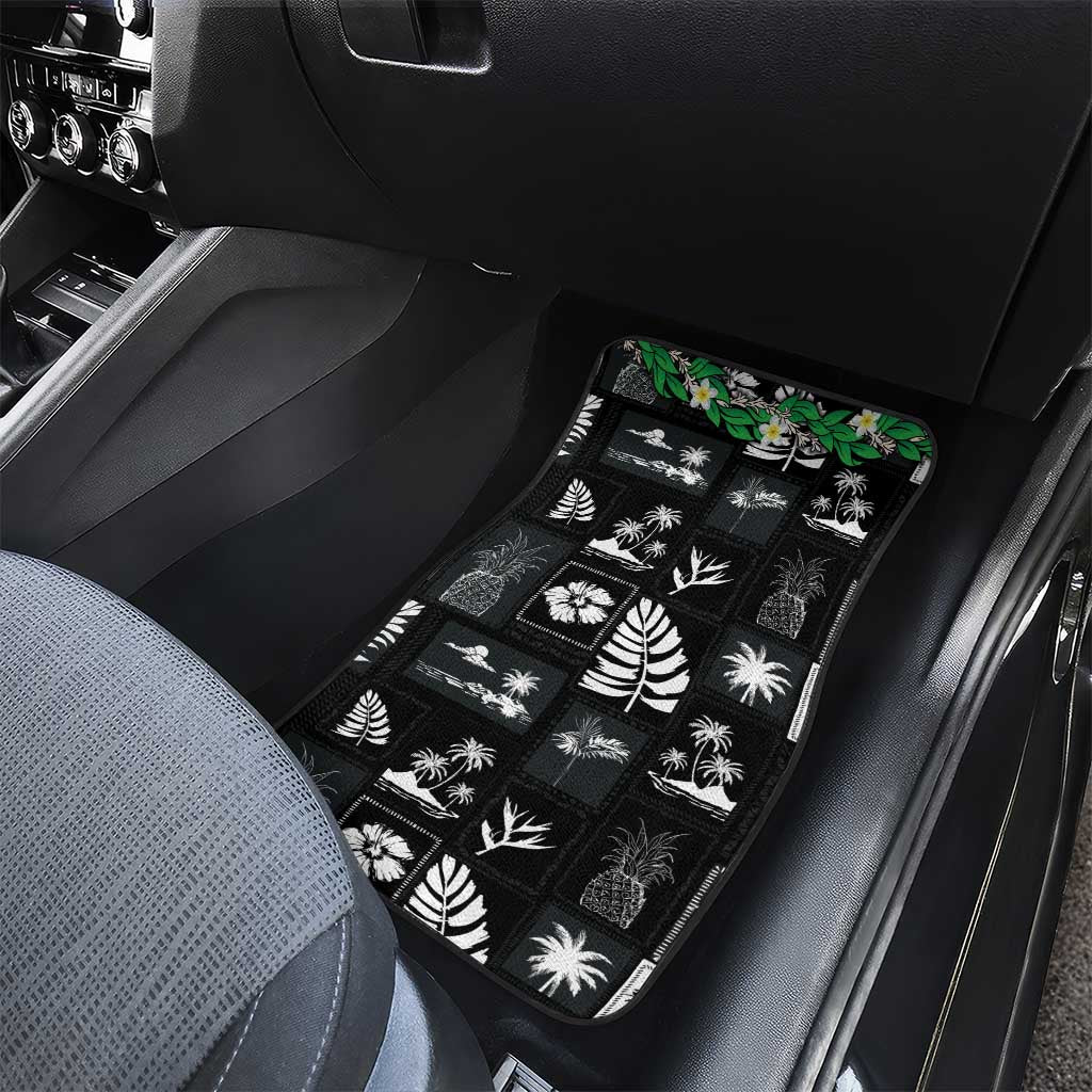 Aloha Hawaii Tuberose Lei Car Mats Tropical Vibes Black Color - Polynesian Pride